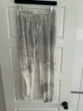 KES Women's Light Gray Tie-Dye Jogger Sweatpants